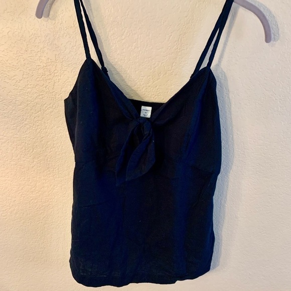 Old Navy Tank Top XS Black Adjustable Spaghetti Straps Wrapped Tie at Chest - Picture 9 of 12